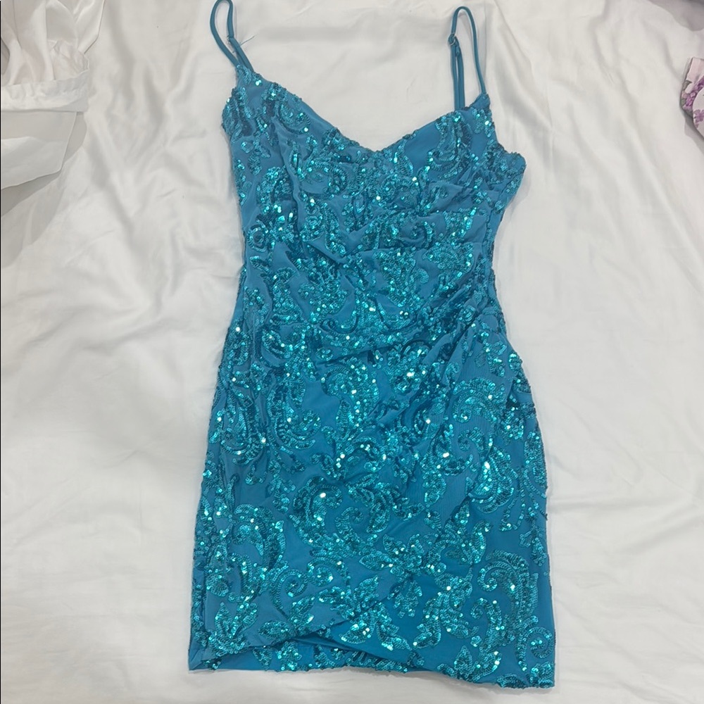 Elegant Blue Sequin Dress
